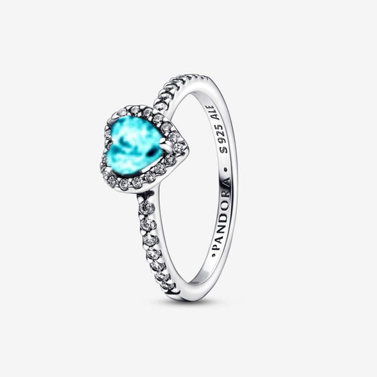 Anillo Corazón Nivelado Azul Claro