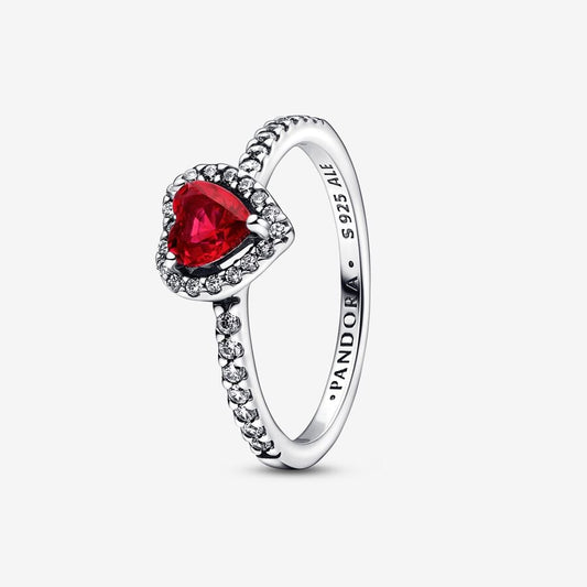 Anillo Corazón Nivelado Rojo Brillante