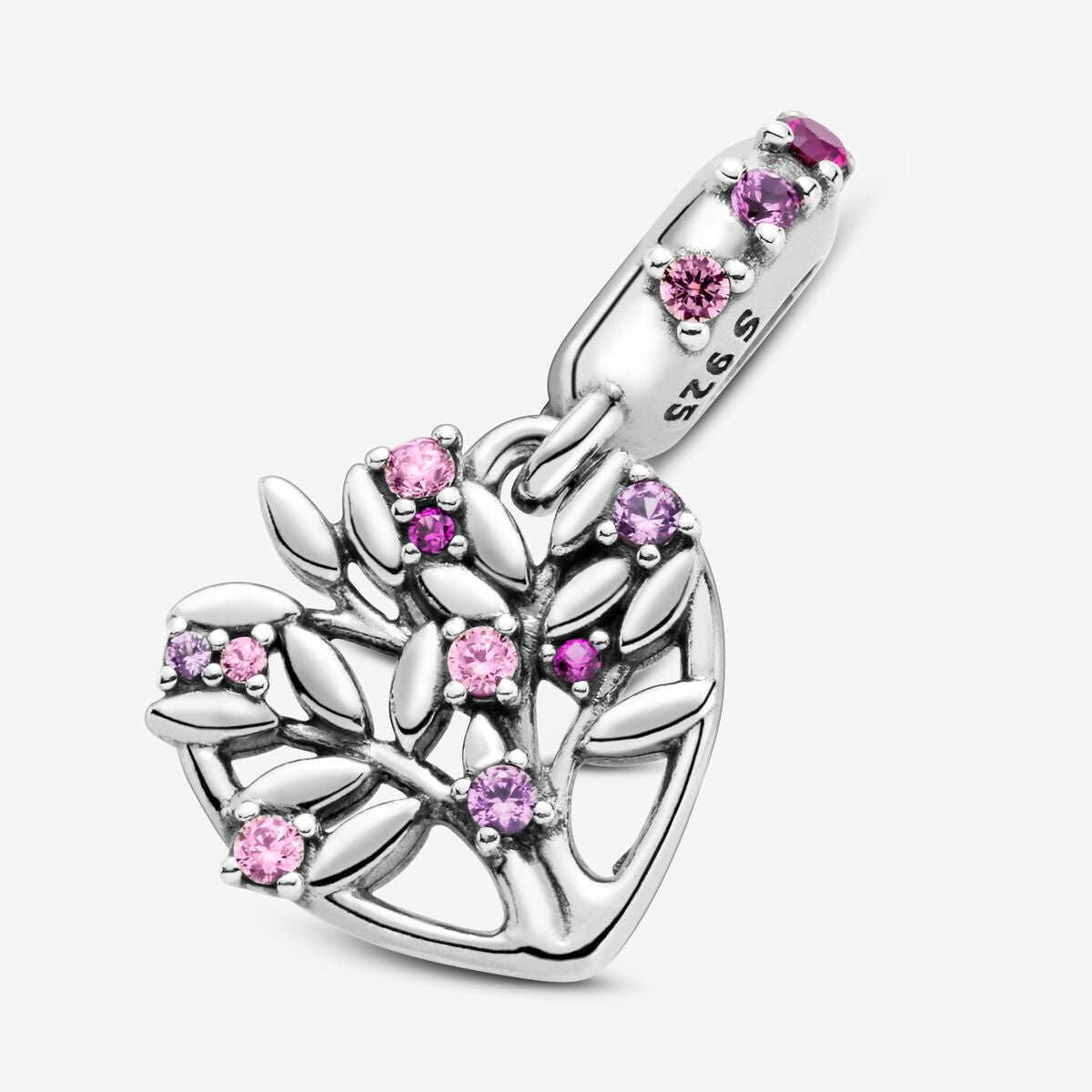 Charm Colgante Arbol Genealogico de Corazon Rosa