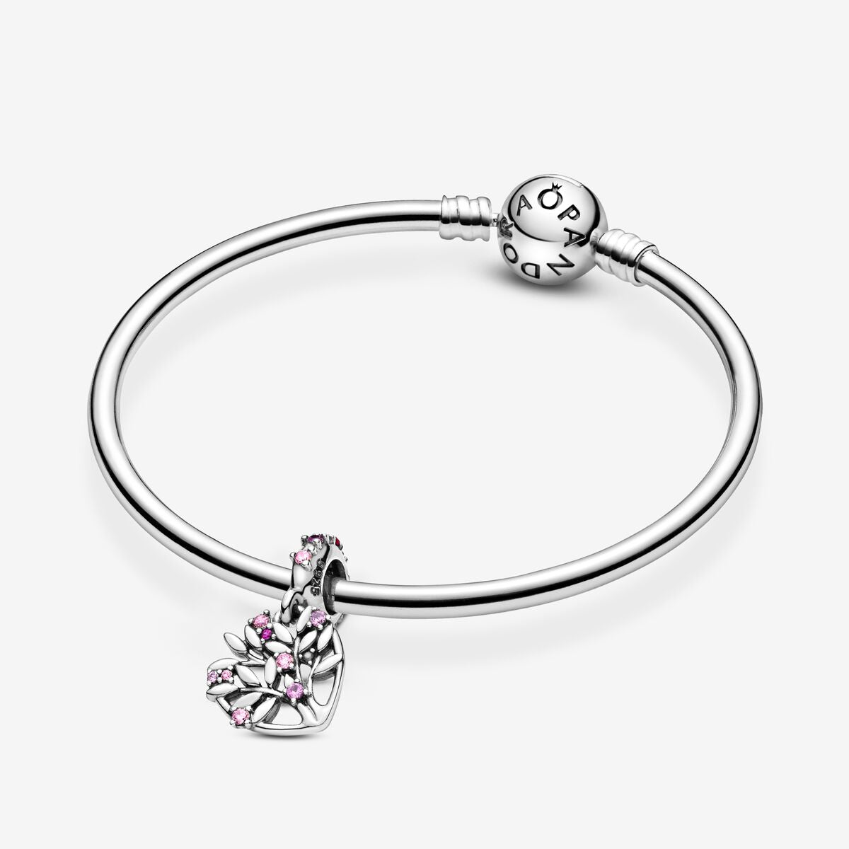 Charm Colgante Arbol Genealogico de Corazon Rosa