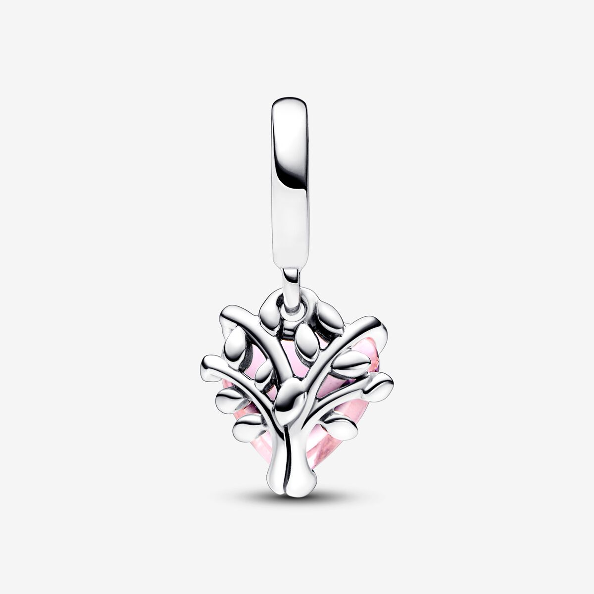 Charm Colgante Arbol De La Familia y Corazon Rosa