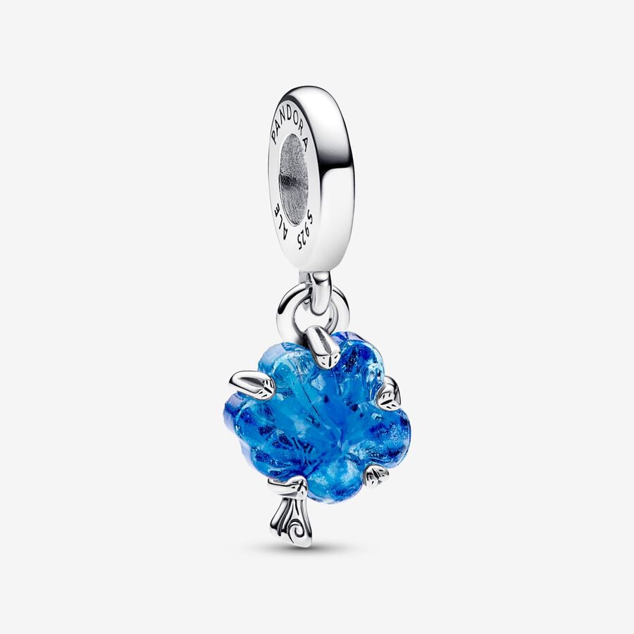 Charm Colgante Arbol Familiar Cristal Murano Azul