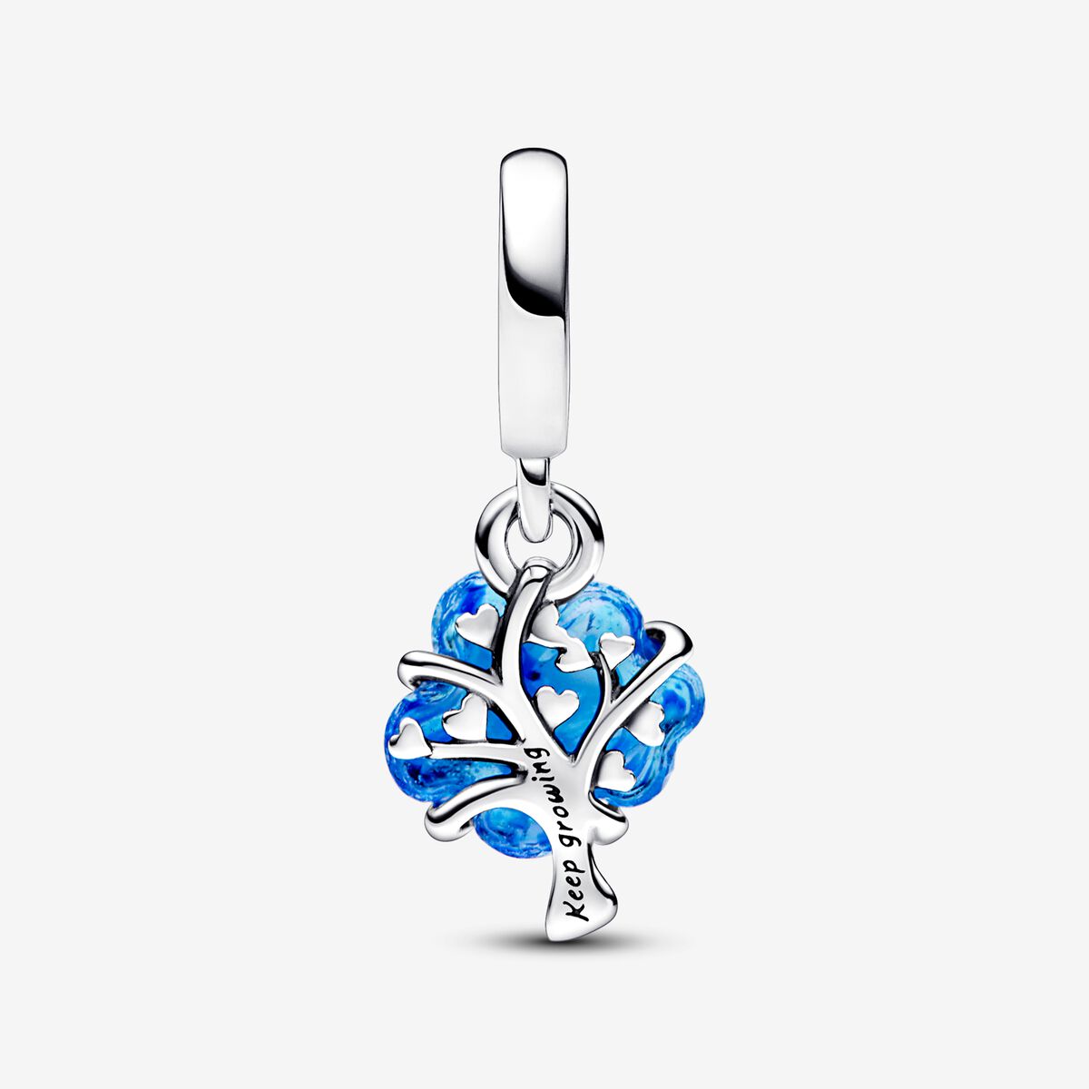 Charm Colgante Arbol Familiar Cristal Murano Azul