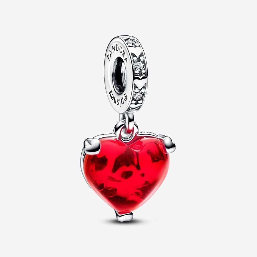 Charm Colgante Cristal de Murano Beso Mickey y Minnie Mouse De Disney