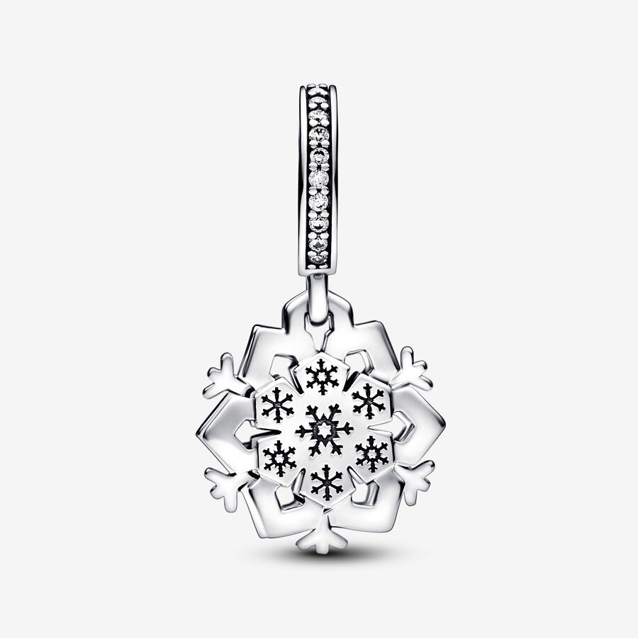 Charm Colgante Doble Copo De Nieve Brillante