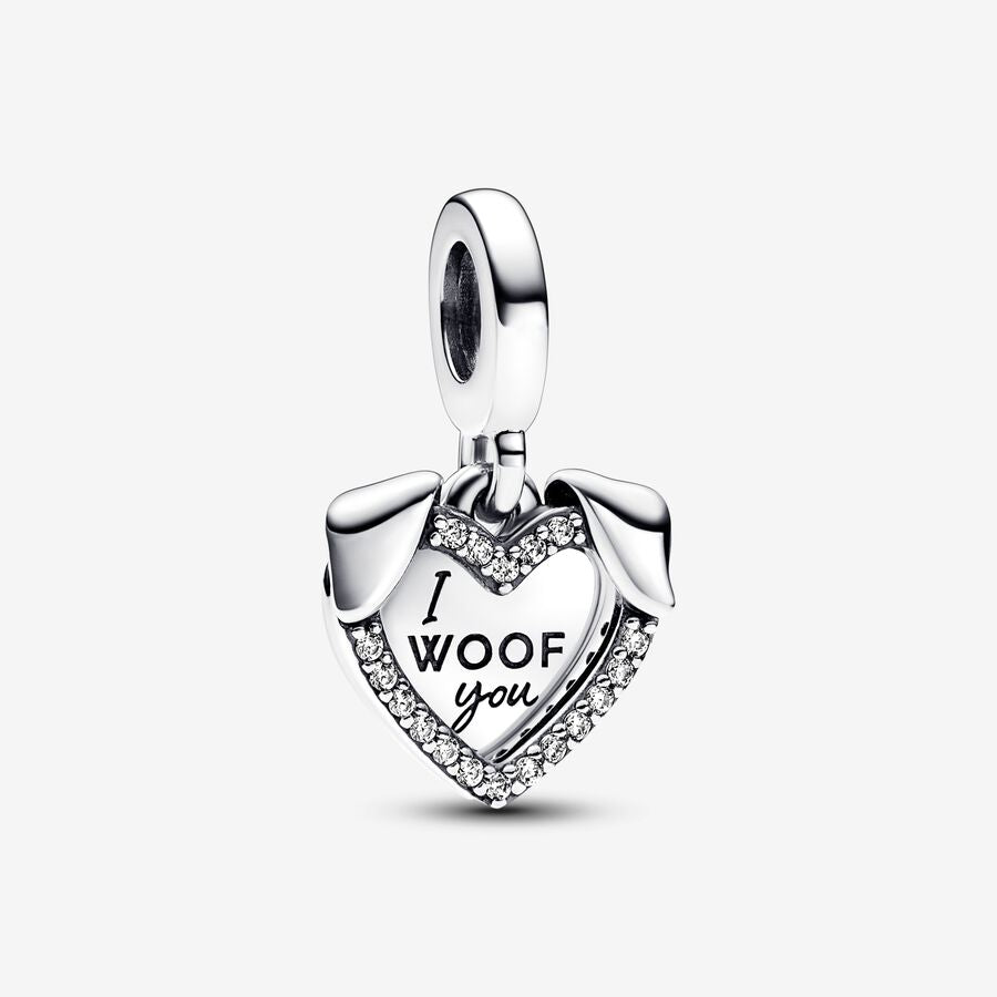 Charm Colgante Doble Corazon Y Perro