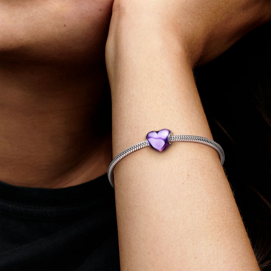 Charm Corazon Morado Metalico