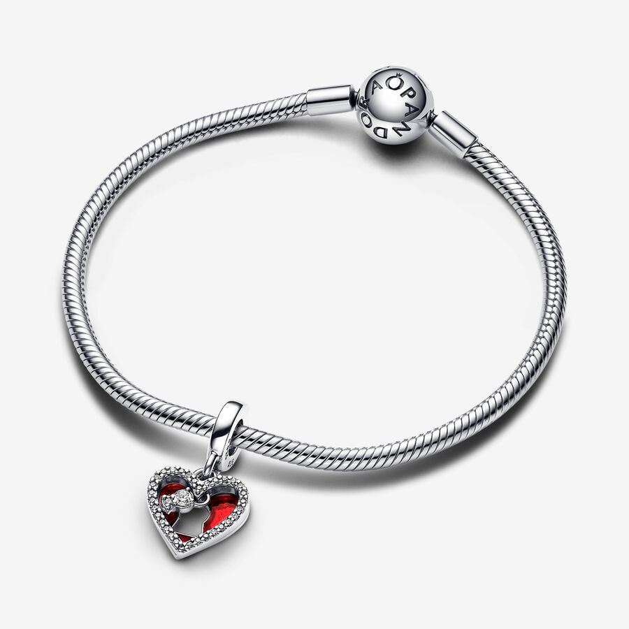 Charm Colgante Doble Corazon Rojo y Cerradura