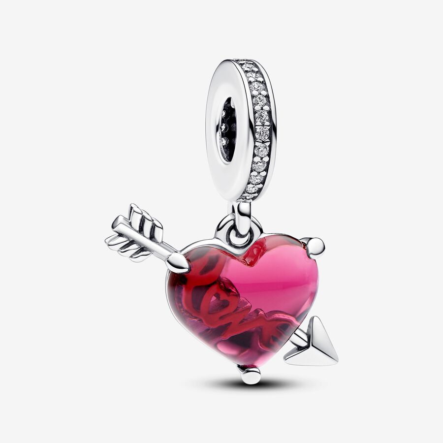 Charm Colgante Corazon Rojo y Flecha