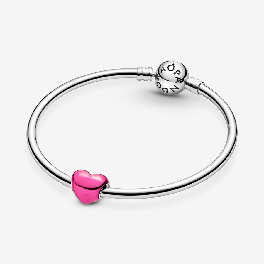 Charm Corazon Metalico Rosa