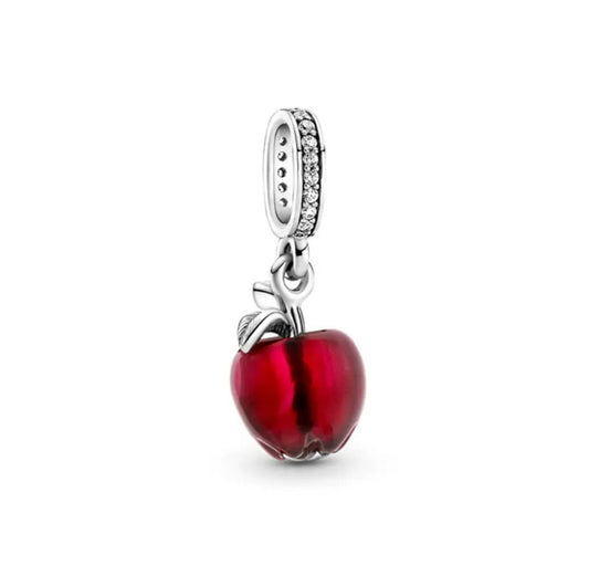 Charm Colgante Manzana Roja De Cristal Murano