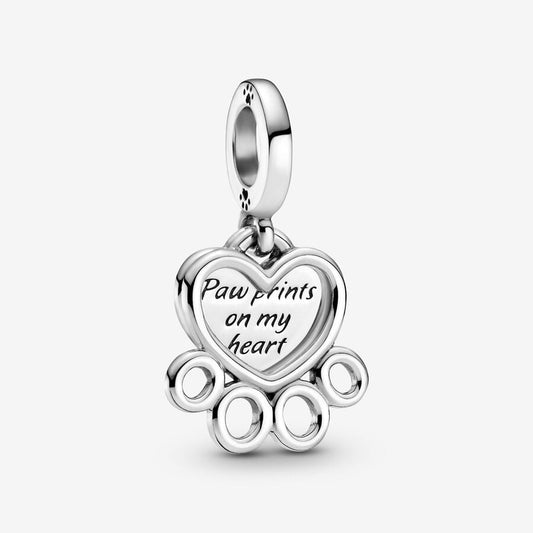 Charm Colgante Corazones y Huellas