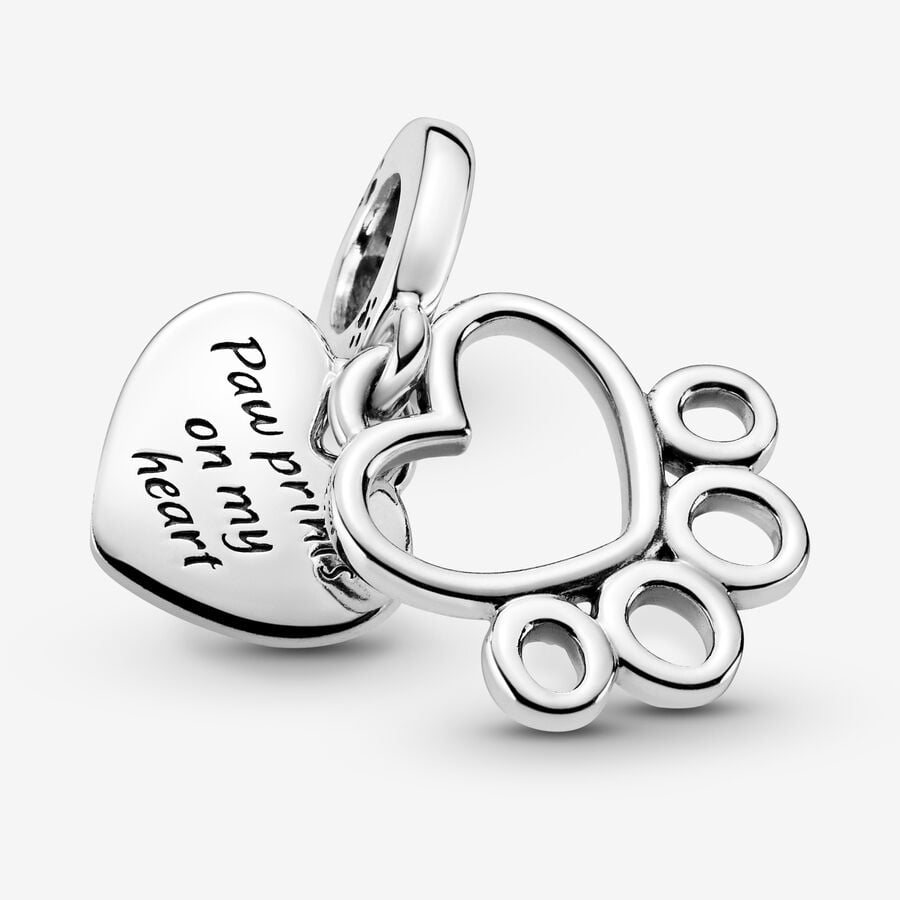 Charm Colgante Corazones y Huellas