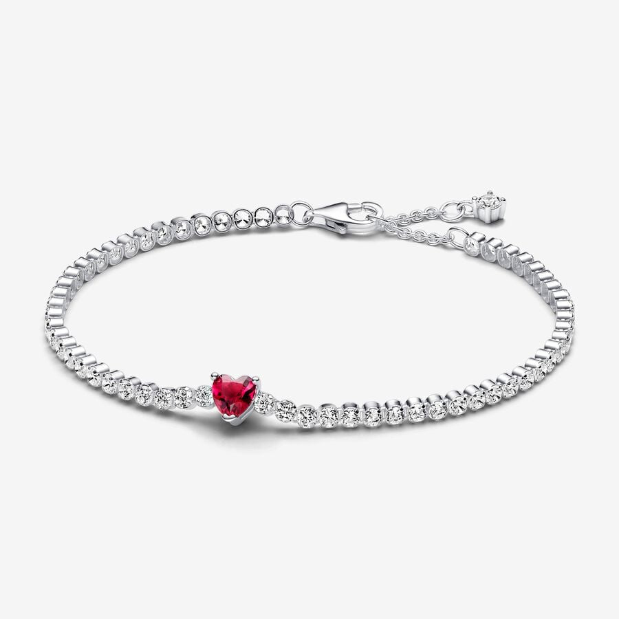 Pulsera Tenis Corazón brillante Rojo